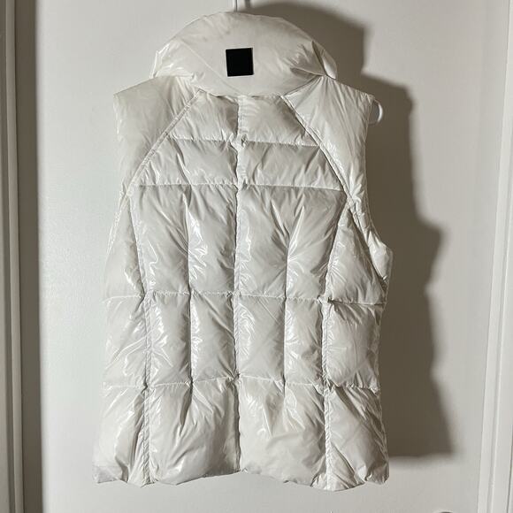SAM NEW YORK Freedom White Glossy Down Puffer Vest Down Filled Sz L Flaws - Picture 2 of 11